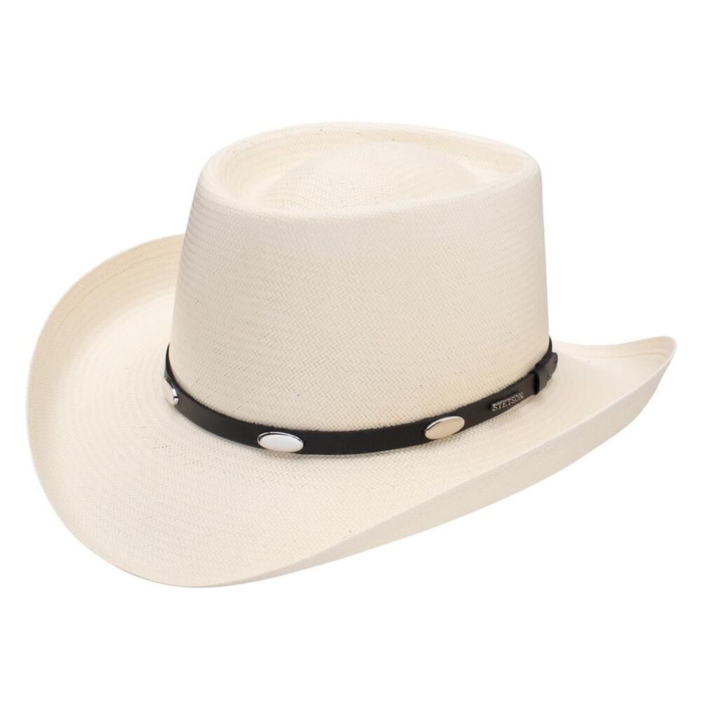 Stetson 10X Royal Flush Straw Cowboy Hat Natural Size 7 5/8 New Damaged Brim